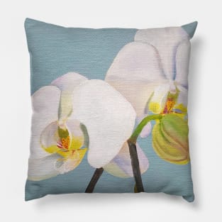 Phaelenopsis - moth orchid painting on pale green Pillow