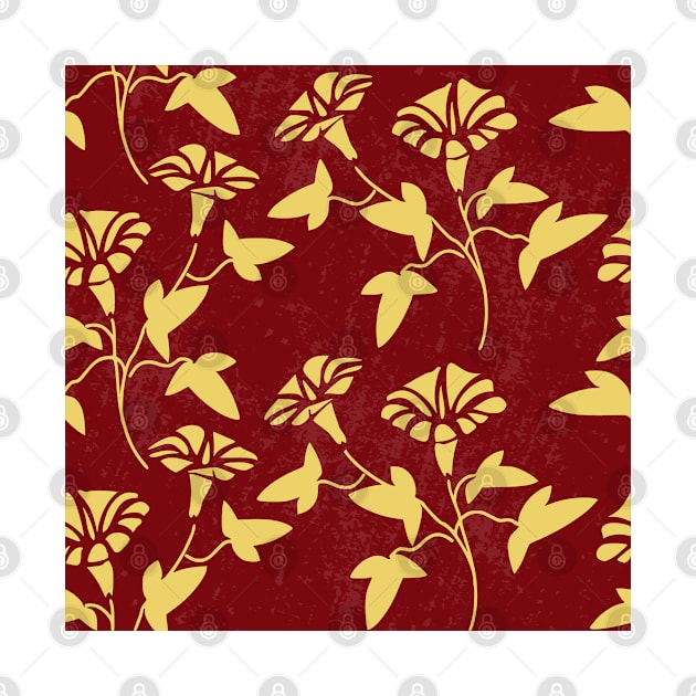 Red And Golden Floral Seamless Pattern, Retro Vintage Grunge Texture Background, No 3/6 by Modern Art