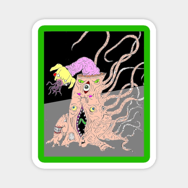 Tree Dog Glitch Magnet by lowen morrison