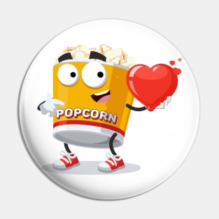 cartoon filled yellow popcorn bucket keeps the heart Pin