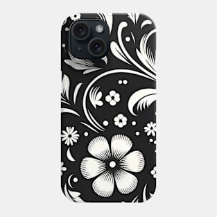 Black and White Floral Phone Case