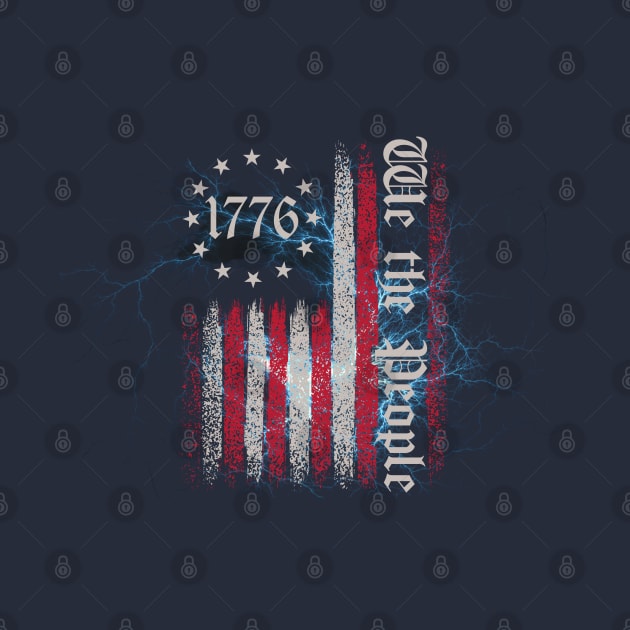 Distressed American flag 1776 lightening by PixieMomma Co