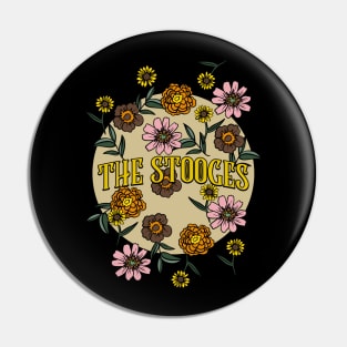 Stooges Name Personalized Flower Retro Floral 80s 90s Name Style Pin