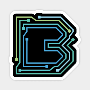 Alphabet B Circuit Typography Design Magnet