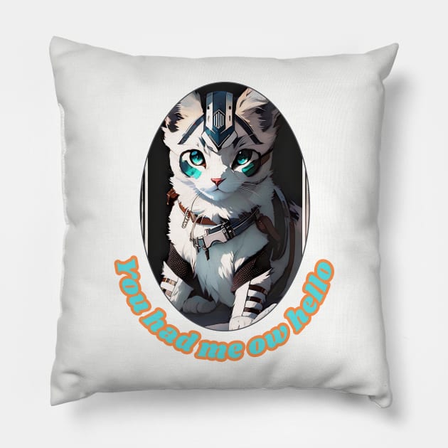 You had MEOW hello (futuristic feline kitty) Pillow by PersianFMts