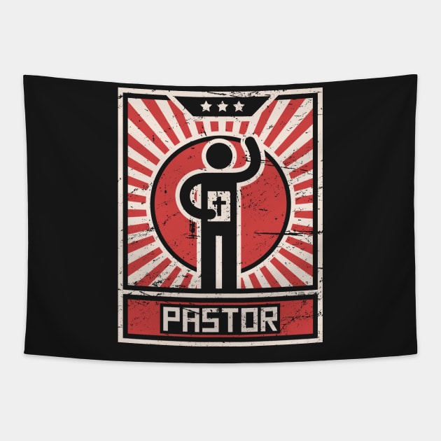 Vintage PASTOR Propaganda Style Poster Tapestry by MeatMan