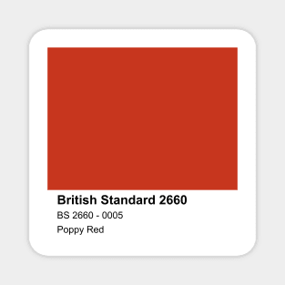 Poppy Red British Standard 0005 Colour Swatch Magnet