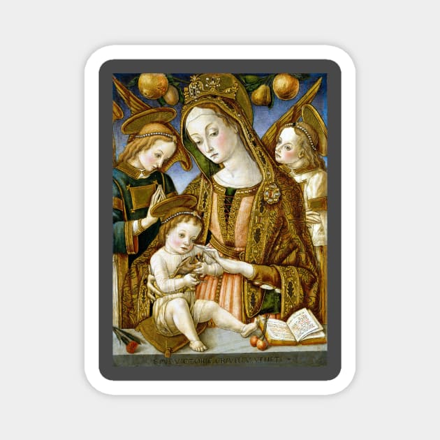 Vittore Crivelli Madonna and Child with Two Angels Magnet by pdpress