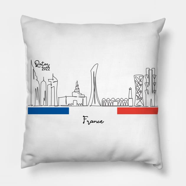 Doha Skyline - Qatar 2022 - France Pillow by habibitravels