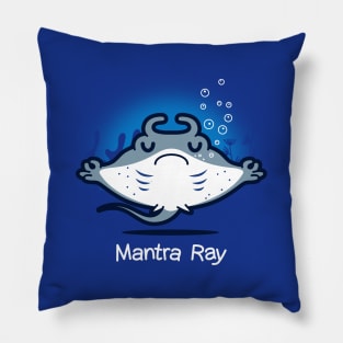 Mantra Ray Funny Cute Kawaii Manta Ray Doing Yoga Meditating Pillow