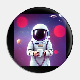 Astronaut Holding a Cup of Coffee - Astronaut Print Pin