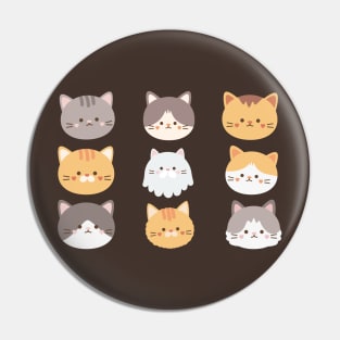 Cute Kitty Pattern. Nine Adorable Minimalist Cats Pin