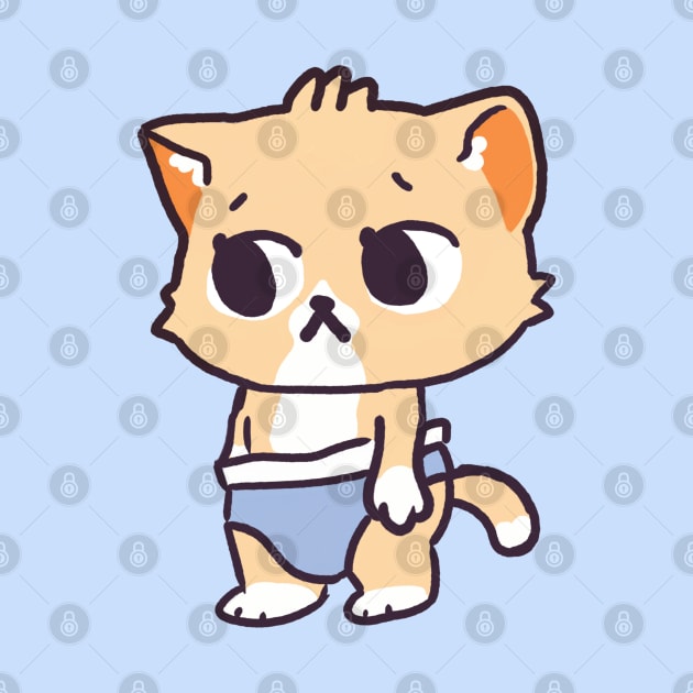 Orange Cat wearing Diaper by FlippinTurtles