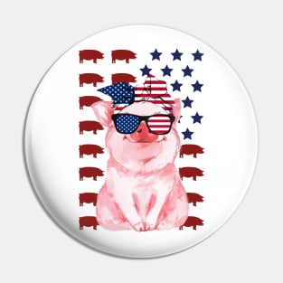 Pig American Flag Independence Day Gift Pin