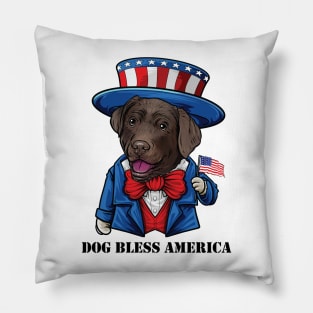 Chocolate Labrador Retriever Dog Bless America Pillow