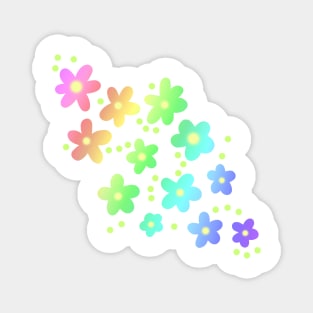 Whimsical Rainbow Flowers Magnet