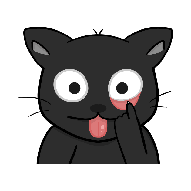 Cute tongue stick out black cat by Zakuro