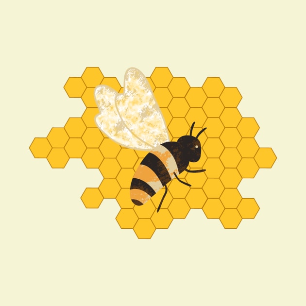 Cute Black Bee on Yellow Honeycomb by Designs_by_KC