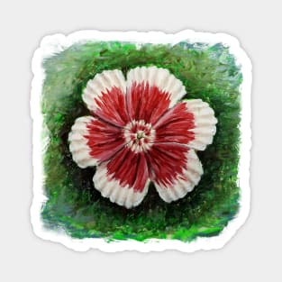 Red and  white flower Magnet