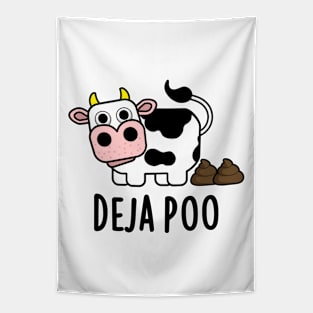 Deja Poo Cute Cow Poop Pun Tapestry