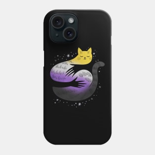 Nonbinary Cat Hug LGBT Pride Flag Phone Case