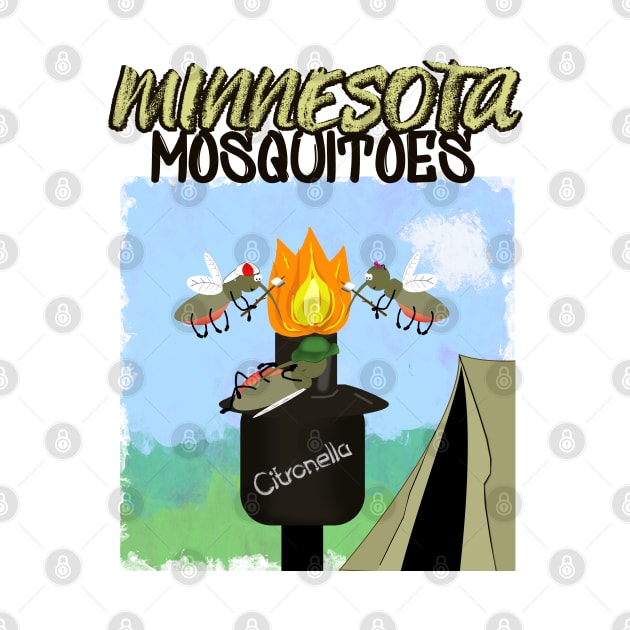 Minnesota Mosquitoes Cartoon - Camping by Tiki Torch by ButterflyInTheAttic