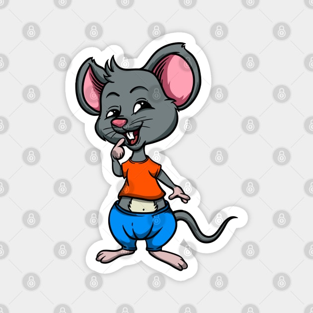 Cute Anthropomorphic Human-like Cartoon Character Mouse in Clothes Magnet by Sticker Steve