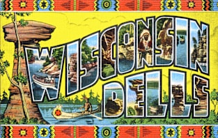 Wisconsin Dells - Vintage Large Letter Postcard Magnet