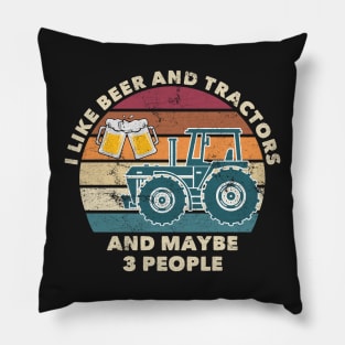 I Like Beer and Tractors Funny Distressed Vintage Farmer Pillow