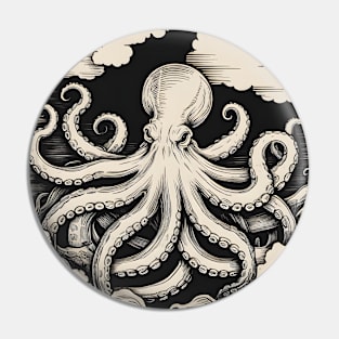 Big Octopus Swimming in the Ocean Pin