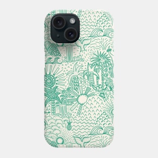 Hawaiian Hula Dancer Toile - Green Phone Case