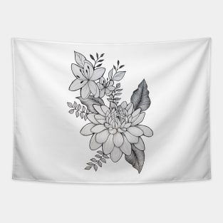 Fine line chrysanthemum and tiger lilies Tapestry