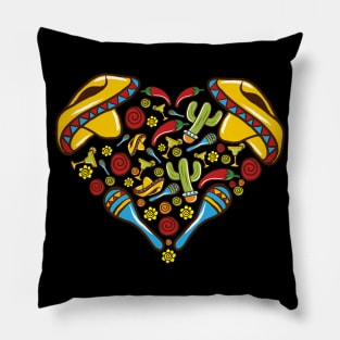 Cinco de Mayo Heart Love Mexico Latino Mexican Mexicano Pillow