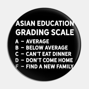 Asian Grading Scale School Student Teacher Humor Quote Pin