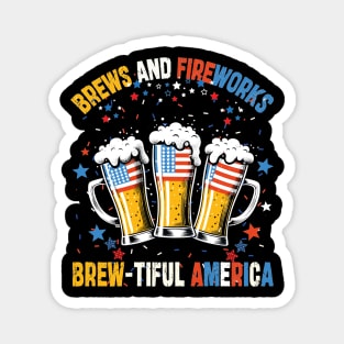 Beer American Flag Fireworks Magnet