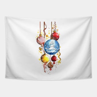 Decorative Christmas Balls Watercolor Tapestry