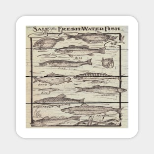 whitewashed wood lakehouse cabin cottage freshwater fishing chart Magnet