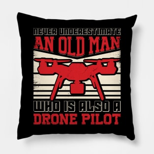 Old Man Drone Quadcopter Multicopter Pilot Gift Pillow