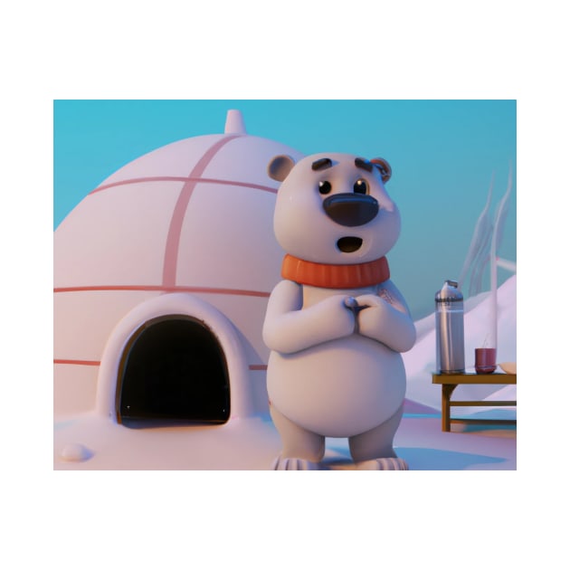 Cute Polar Bear by an Igloo by YegMark