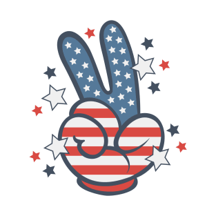 American flag peace sign hand T-Shirt