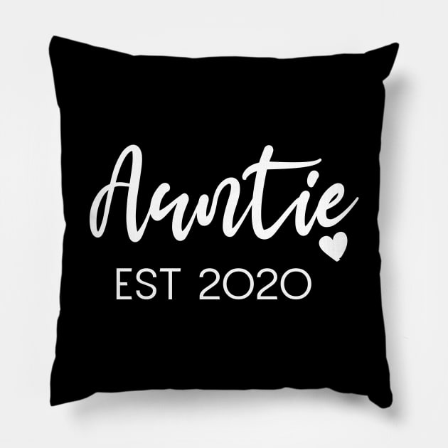 Auntie EST 2020- New Aunt Gifts, Proud Auntie Shirt, Auntie To Be Pillow by Tee-quotes 