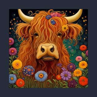 Sweet Scottish Highland Cow Under The Stars T-Shirt