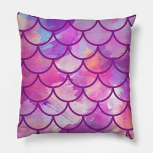 Mermaid Tail Scales Purple Pink Pillow
