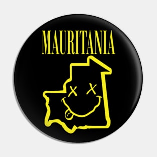 Vibrant Mauritania Africa x Eyes Happy Face: Unleash Your 90s Grunge Spirit! Smiling Squiggly Mouth Dazed Smiley Face Pin