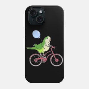 green quaker parrot on a bike Phone Case