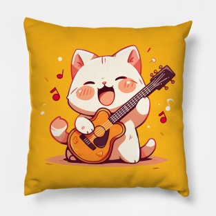 cat play guitar Pillow