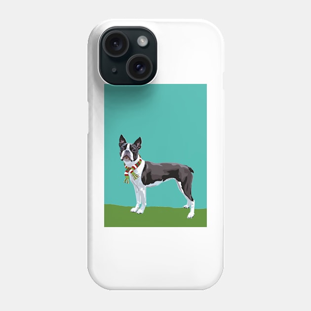 A Boston Terrier Winter Phone Case by Ludwig Wagner