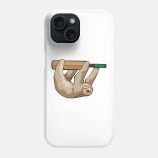 Sloth at Cricket with Cricket bat Phone Case