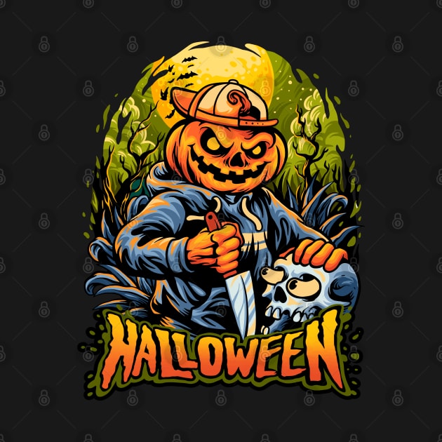 Halloween pumpkin head terror by sharukhdesign