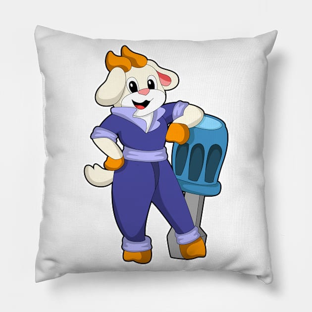 Goat as Mechanic with Screwdriver Pillow by Markus Schnabel